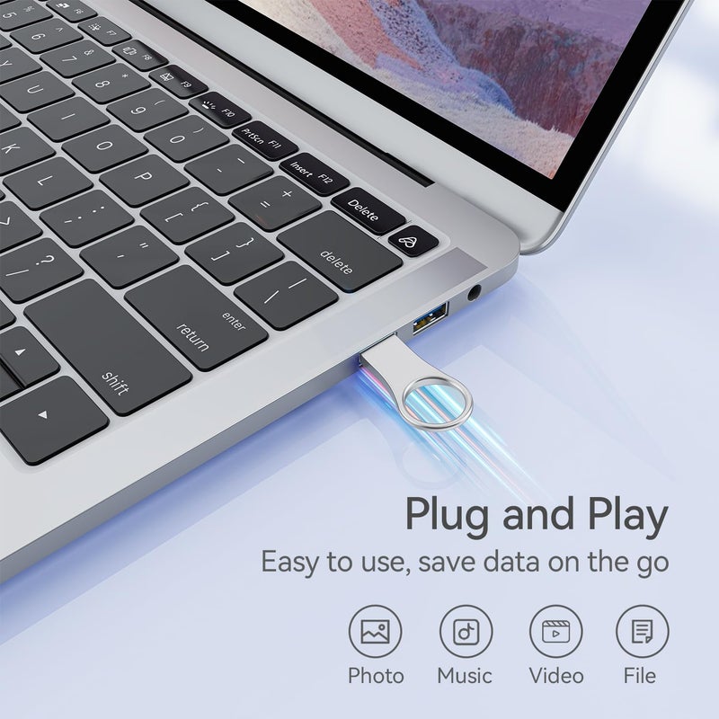 RAOYI 5 Pack 32GB Metal Key Shape USB Flash Drive, USB 2.0 Memory Stick Thumb Drives Jump Drive for PC Laptop Desktop Computer-Silver - Image 3